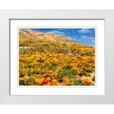 Yellow Meadow XIII White Modern Wood Framed Art Print with Double Matting by Medeiros, Celito