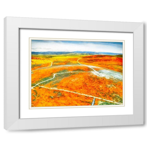 Yellow Meadow XV White Modern Wood Framed Art Print with Double Matting by Medeiros, Celito