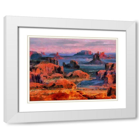 Monument Valley NP 1 White Modern Wood Framed Art Print with Double Matting by Medeiros, Celito