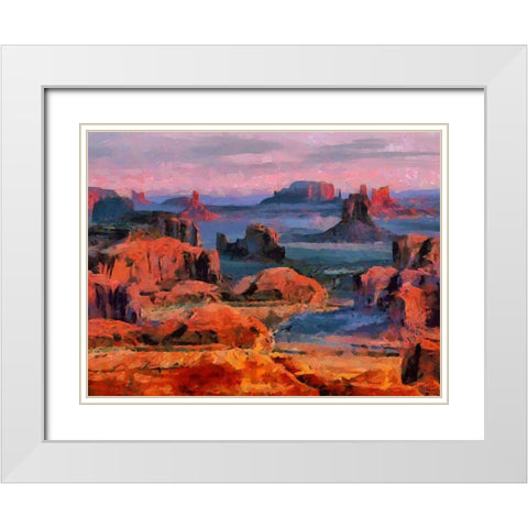 Monument Valley NP 1 White Modern Wood Framed Art Print with Double Matting by Medeiros, Celito
