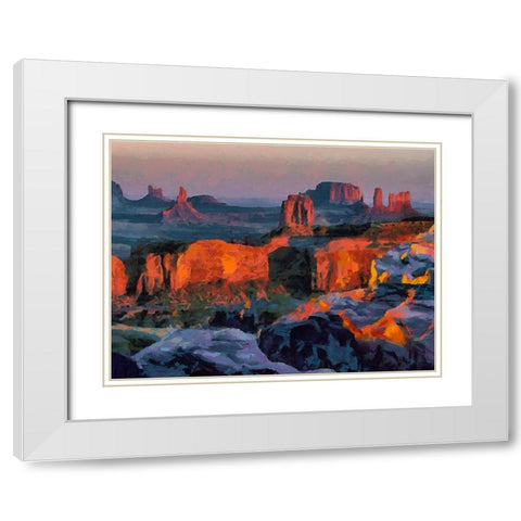 Monument Valley NP 2 White Modern Wood Framed Art Print with Double Matting by Medeiros, Celito