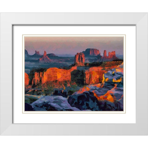 Monument Valley NP 2 White Modern Wood Framed Art Print with Double Matting by Medeiros, Celito