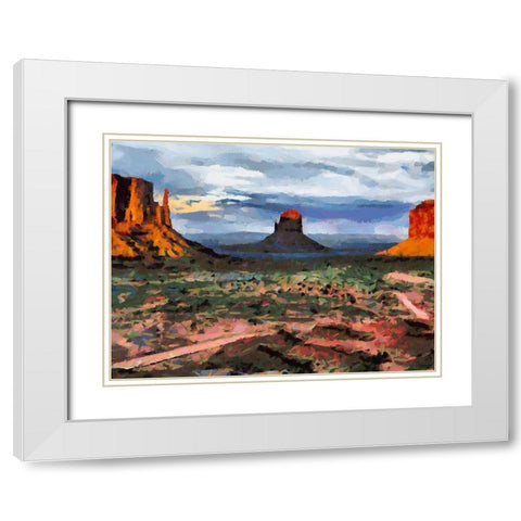 Monument Valley NP 3 White Modern Wood Framed Art Print with Double Matting by Medeiros, Celito