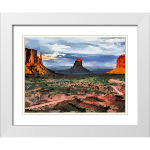 Monument Valley NP 3 White Modern Wood Framed Art Print with Double Matting by Medeiros, Celito