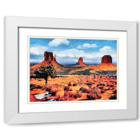 Monument Valley NP 4 White Modern Wood Framed Art Print with Double Matting by Medeiros, Celito