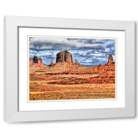 Monument Valley NP 5 White Modern Wood Framed Art Print with Double Matting by Medeiros, Celito