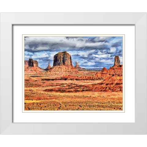 Monument Valley NP 5 White Modern Wood Framed Art Print with Double Matting by Medeiros, Celito