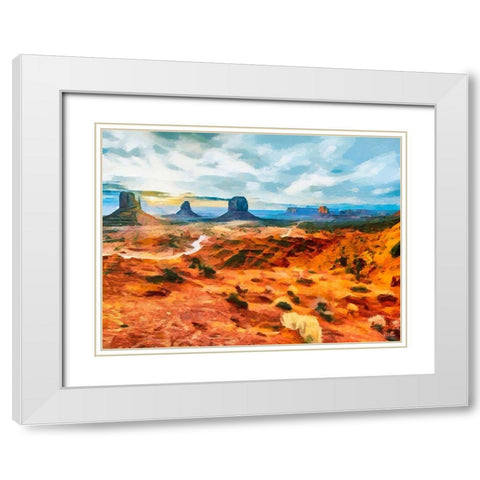 Monument Valley NP 6 White Modern Wood Framed Art Print with Double Matting by Medeiros, Celito