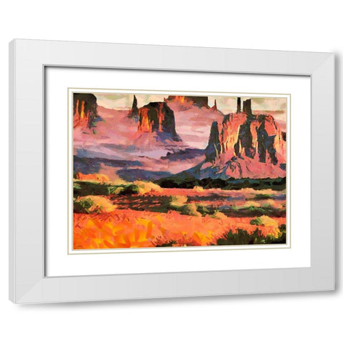 Monument Valley NP 8 White Modern Wood Framed Art Print with Double Matting by Medeiros, Celito