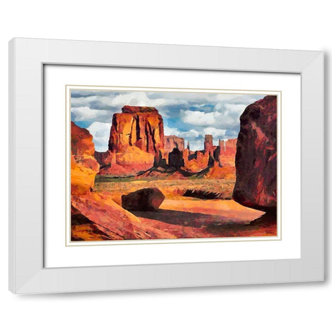 Monument Valley NP 9 White Modern Wood Framed Art Print with Double Matting by Medeiros, Celito