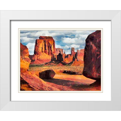 Monument Valley NP 9 White Modern Wood Framed Art Print with Double Matting by Medeiros, Celito