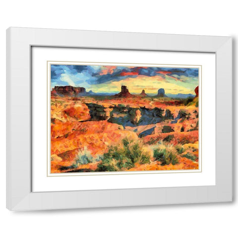 Monument Valley NP 10 White Modern Wood Framed Art Print with Double Matting by Medeiros, Celito