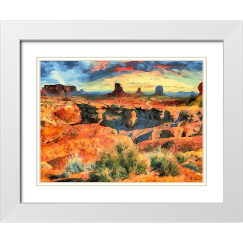Monument Valley NP 10 White Modern Wood Framed Art Print with Double Matting by Medeiros, Celito