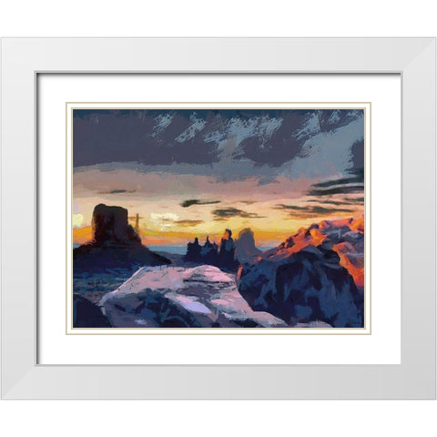 Monument Valley NP 12 White Modern Wood Framed Art Print with Double Matting by Medeiros, Celito