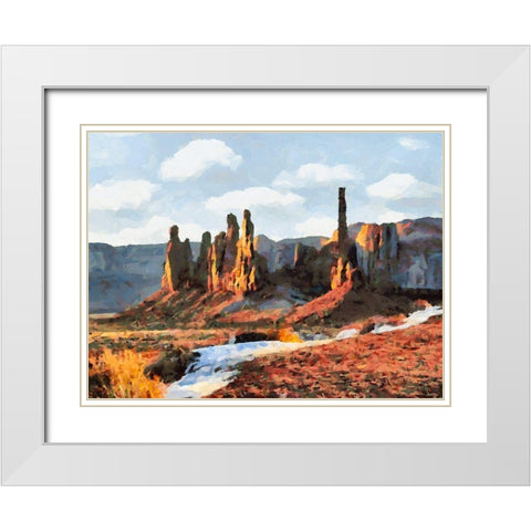 Monument Valley NP 13 White Modern Wood Framed Art Print with Double Matting by Medeiros, Celito