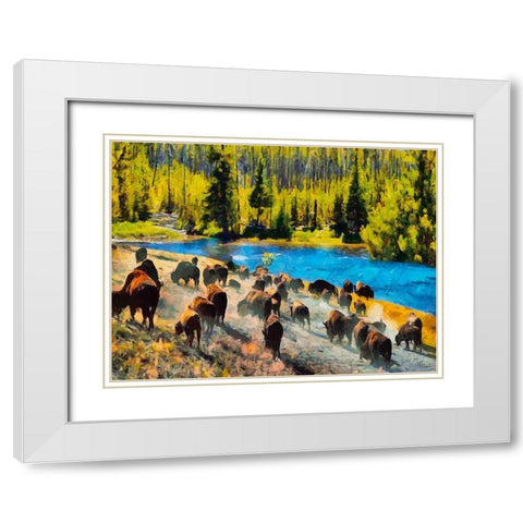 Great Yellowstone NP 16 White Modern Wood Framed Art Print with Double Matting by Medeiros, Celito