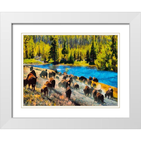 Great Yellowstone NP 16 White Modern Wood Framed Art Print with Double Matting by Medeiros, Celito