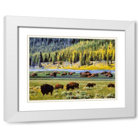 Great Yellowstone NP 17 White Modern Wood Framed Art Print with Double Matting by Medeiros, Celito