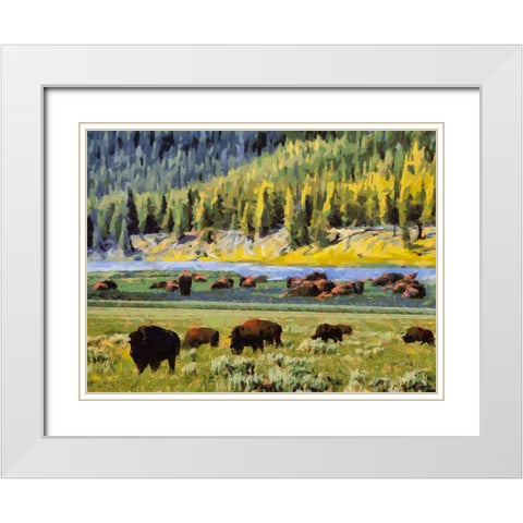 Great Yellowstone NP 17 White Modern Wood Framed Art Print with Double Matting by Medeiros, Celito