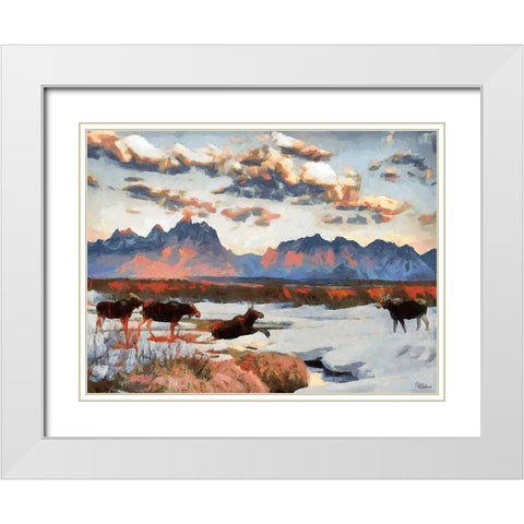 Grand Teton NP 2 White Modern Wood Framed Art Print with Double Matting by Medeiros, Celito