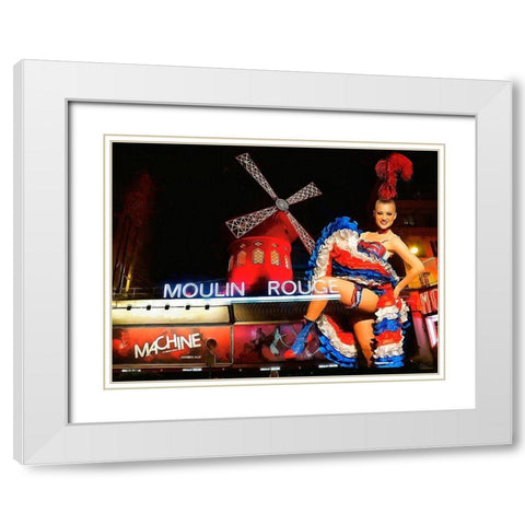 Moulin Rouge White Modern Wood Framed Art Print with Double Matting by Medeiros, Celito