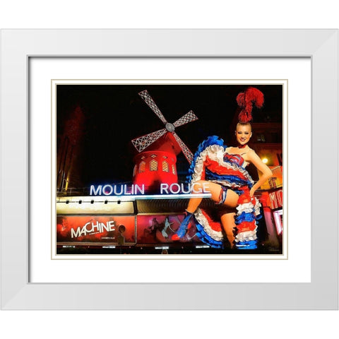 Moulin Rouge White Modern Wood Framed Art Print with Double Matting by Medeiros, Celito