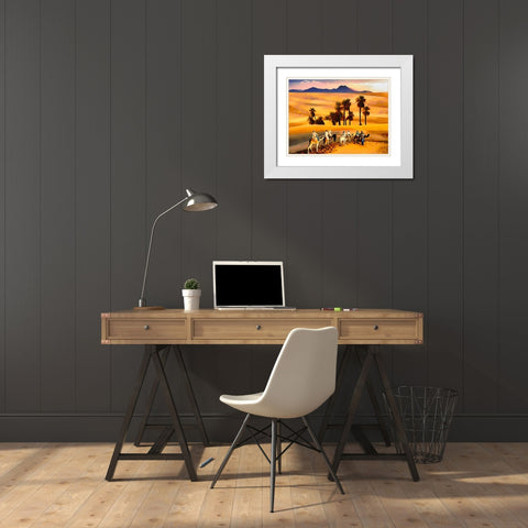 Arabic Landscape IX White Modern Wood Framed Art Print with Double Matting by Medeiros, Celito