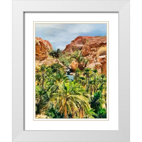 Arabic Landscape XI White Modern Wood Framed Art Print with Double Matting by Medeiros, Celito