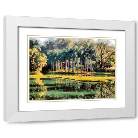 Lake in Tropical Garden XII White Modern Wood Framed Art Print with Double Matting by Medeiros, Celito