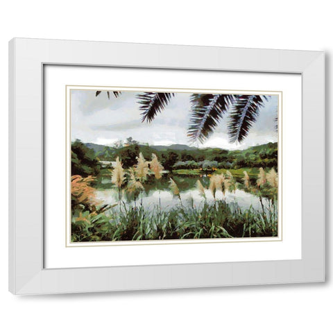 Lake in Tropical Garden XIV White Modern Wood Framed Art Print with Double Matting by Medeiros, Celito