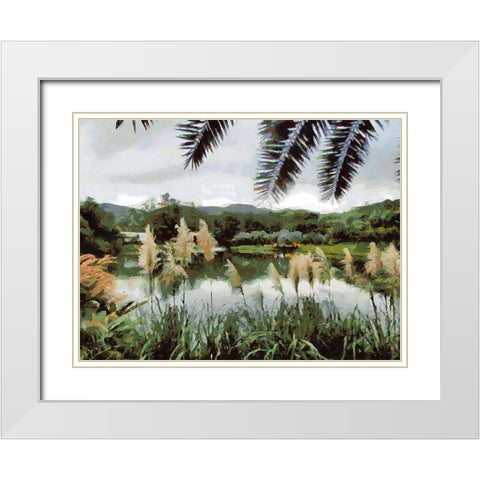 Lake in Tropical Garden XIV White Modern Wood Framed Art Print with Double Matting by Medeiros, Celito