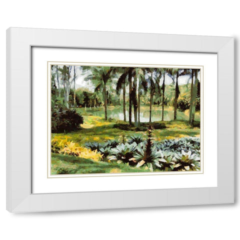 Lake in Tropical Garden XVII White Modern Wood Framed Art Print with Double Matting by Medeiros, Celito