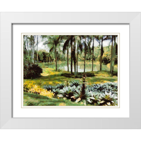 Lake in Tropical Garden XVII White Modern Wood Framed Art Print with Double Matting by Medeiros, Celito