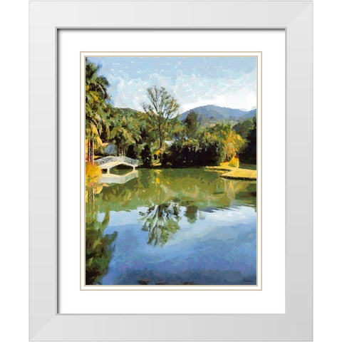 White Bridge above the Lake White Modern Wood Framed Art Print with Double Matting by Medeiros, Celito