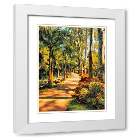 Road lined with Palm Trees White Modern Wood Framed Art Print with Double Matting by Medeiros, Celito