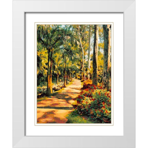 Road lined with Palm Trees White Modern Wood Framed Art Print with Double Matting by Medeiros, Celito