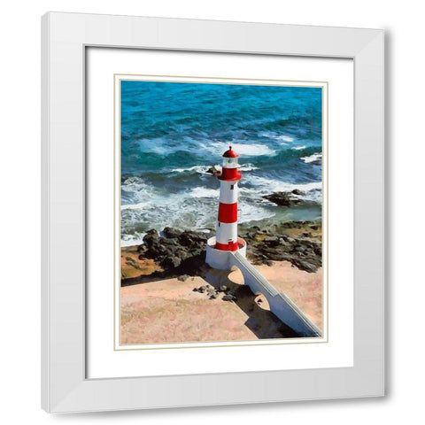 Nice Lighthouse White Modern Wood Framed Art Print with Double Matting by Medeiros, Celito
