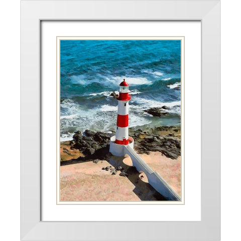 Nice Lighthouse White Modern Wood Framed Art Print with Double Matting by Medeiros, Celito