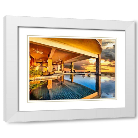 Dream House with Swimmingpool White Modern Wood Framed Art Print with Double Matting by Medeiros, Celito
