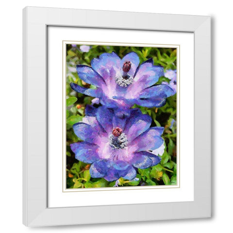 Two purple Flowers White Modern Wood Framed Art Print with Double Matting by Medeiros, Celito