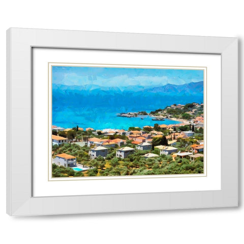 Blue Sea III White Modern Wood Framed Art Print with Double Matting by Medeiros, Celito