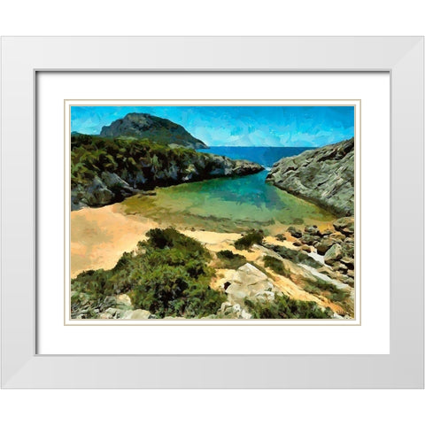 Blue Sea IV White Modern Wood Framed Art Print with Double Matting by Medeiros, Celito