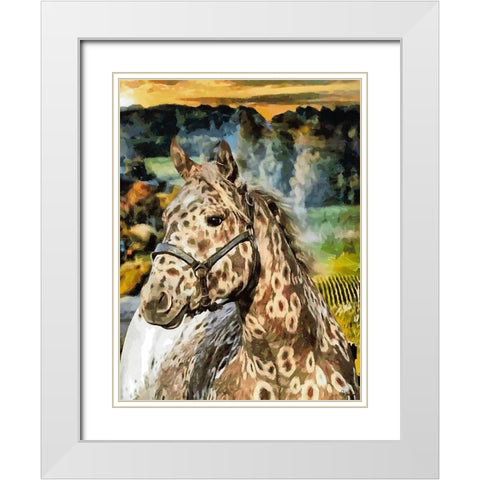 Light Brown Horse White Modern Wood Framed Art Print with Double Matting by Medeiros, Celito