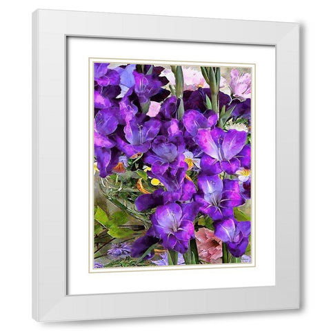 Purple Flowers White Modern Wood Framed Art Print with Double Matting by Medeiros, Celito