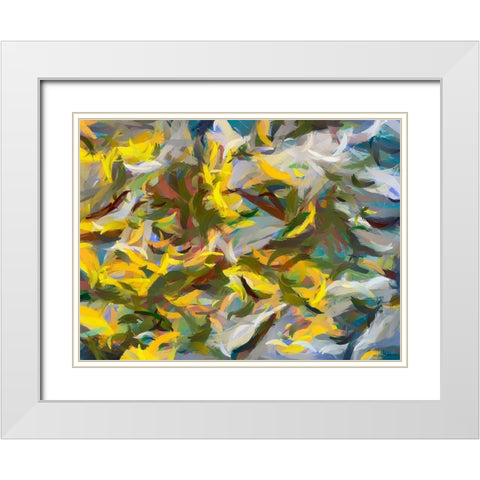 Abstract V White Modern Wood Framed Art Print with Double Matting by Medeiros, Celito