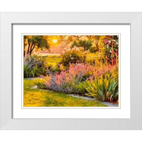 Sunrise in the Garden White Modern Wood Framed Art Print with Double Matting by Medeiros, Celito