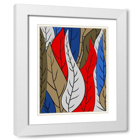Leaves I White Modern Wood Framed Art Print with Double Matting by Medeiros, Celito