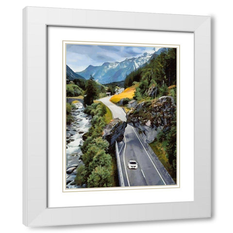Scenic route with Rocks White Modern Wood Framed Art Print with Double Matting by Medeiros, Celito