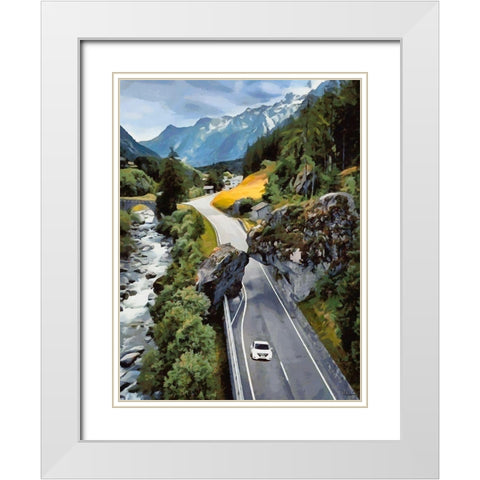 Scenic route with Rocks White Modern Wood Framed Art Print with Double Matting by Medeiros, Celito