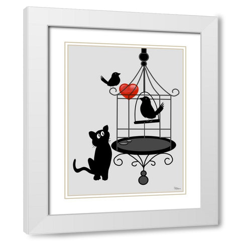 Heart Variation I White Modern Wood Framed Art Print with Double Matting by Medeiros, Celito